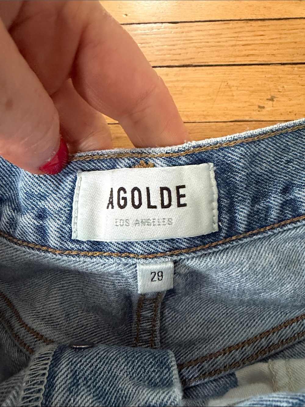Agolde Light Blue Stella Distressed Denim Jean Shorts - Picture 7 of 8